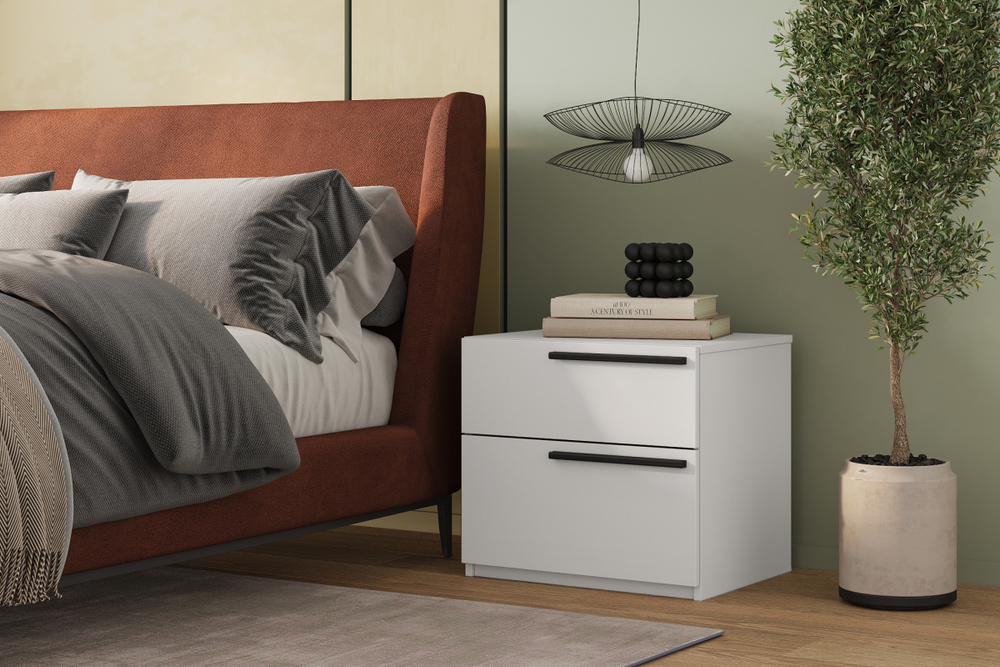 Прикроватная тумба Лорена Пакс-4 Белый Фасадный 0101 55*44*50 см, Белый   Фиеста
