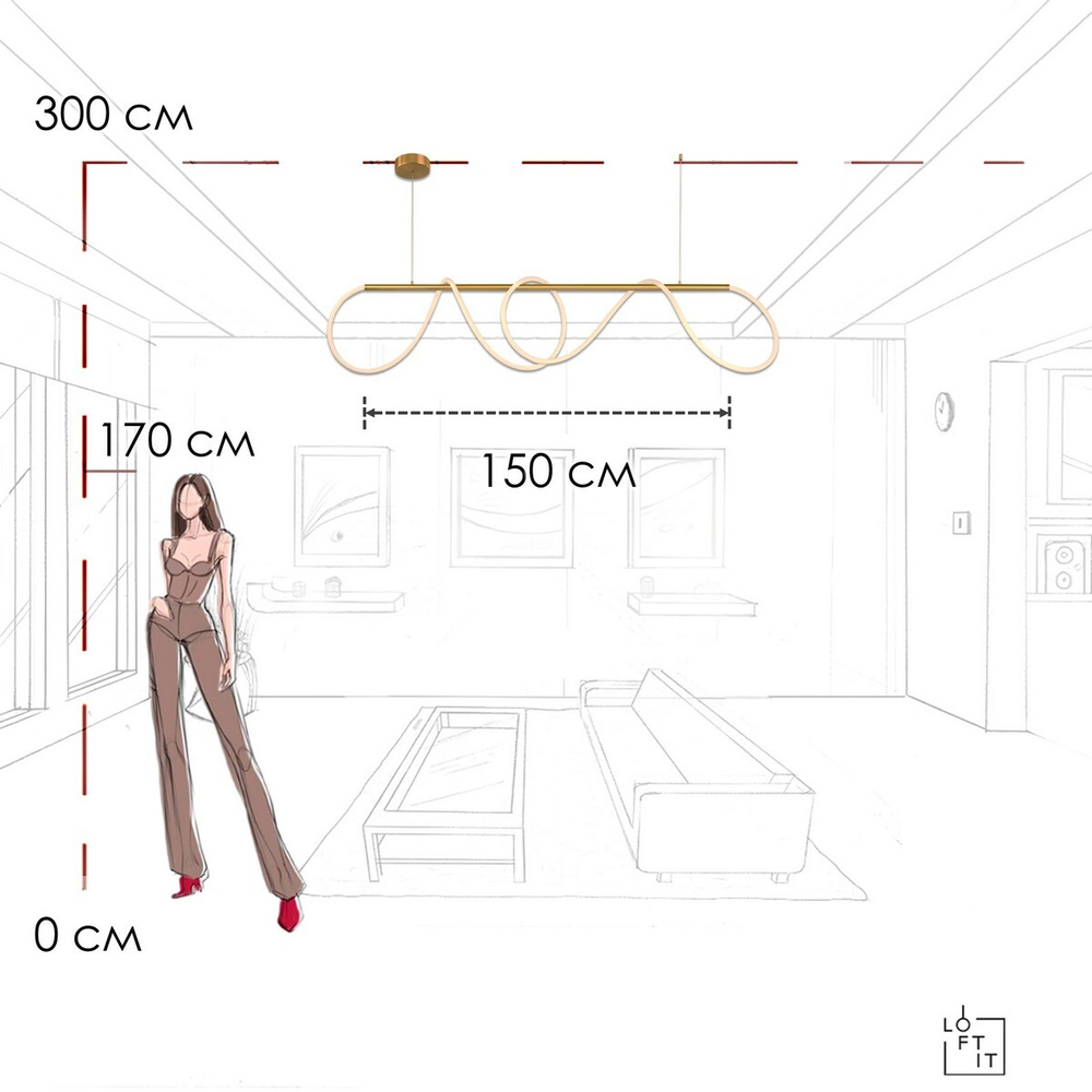 Подвесной светодиодный светильник Loft It Thread 10388P/B BRASS