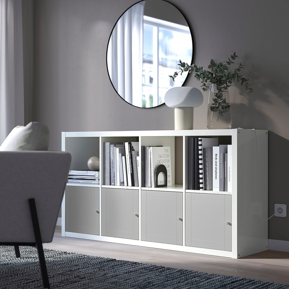 IKEA KALLAX  (ИКЕА КАЛЛАКС)  -  Вставка с дверцей, фрезерованная/серая, 33x33 см