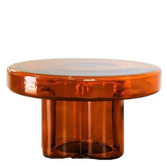 Журнальный столик Soda L, Ø55х32 см, янтарное стекло