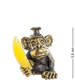 Народные промыслы AM-1148 Фигурка «Обезьяна с бананом Лилу» (латунь, янтарь)