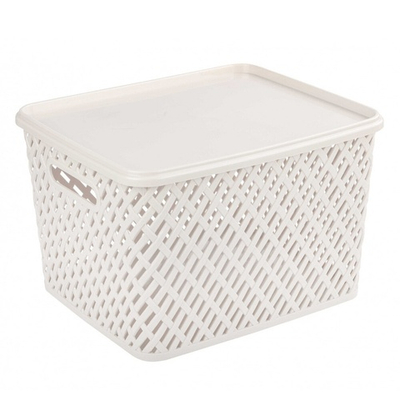 Корзина "Плетенка" 350*290*225мм с крышкой (бежевый)