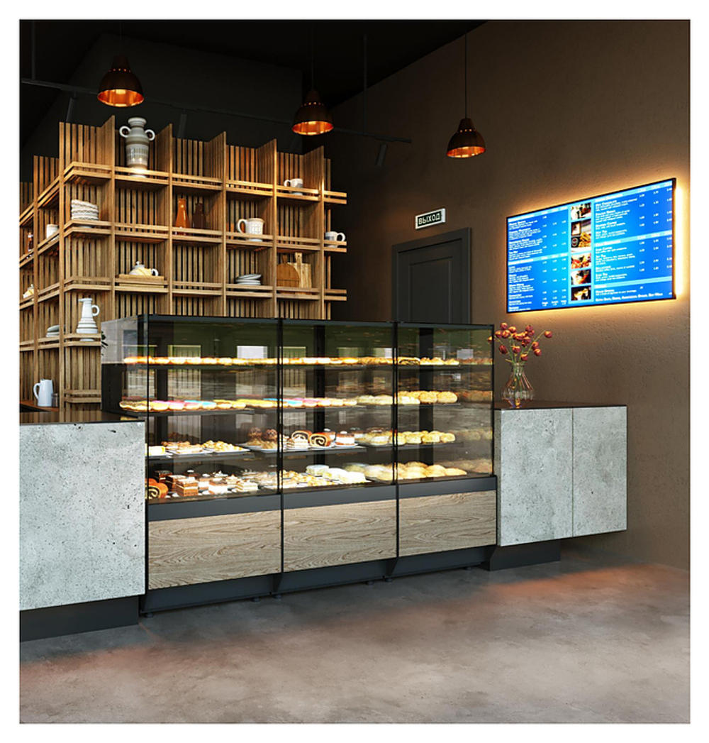 Витрина кондитерская Carboma KC70 VV 0,9-1 Standard версия 2.0 (Techno 9005)