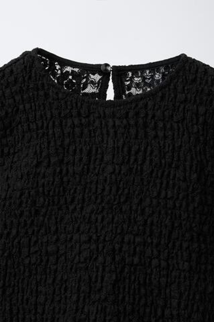 ZARA ЭЛАСТИЧНЫЙ ТОП С КРУЖЕВОМ, ЧЕРНЫЙ