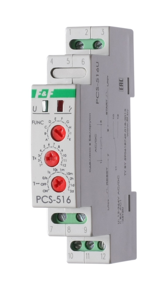 Реле времени PCS-516U 8А 12-264В AC/DC 1 перекл. многофункц. вход: START/RESET
