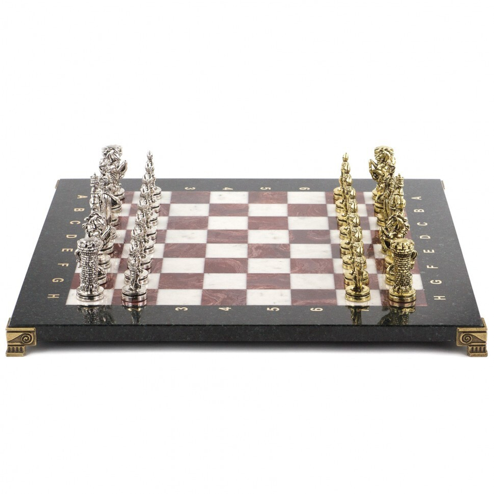 Шахматы подарочные "Средневековые рыцари" 36х36 см камень мрамор лемезит G 120721