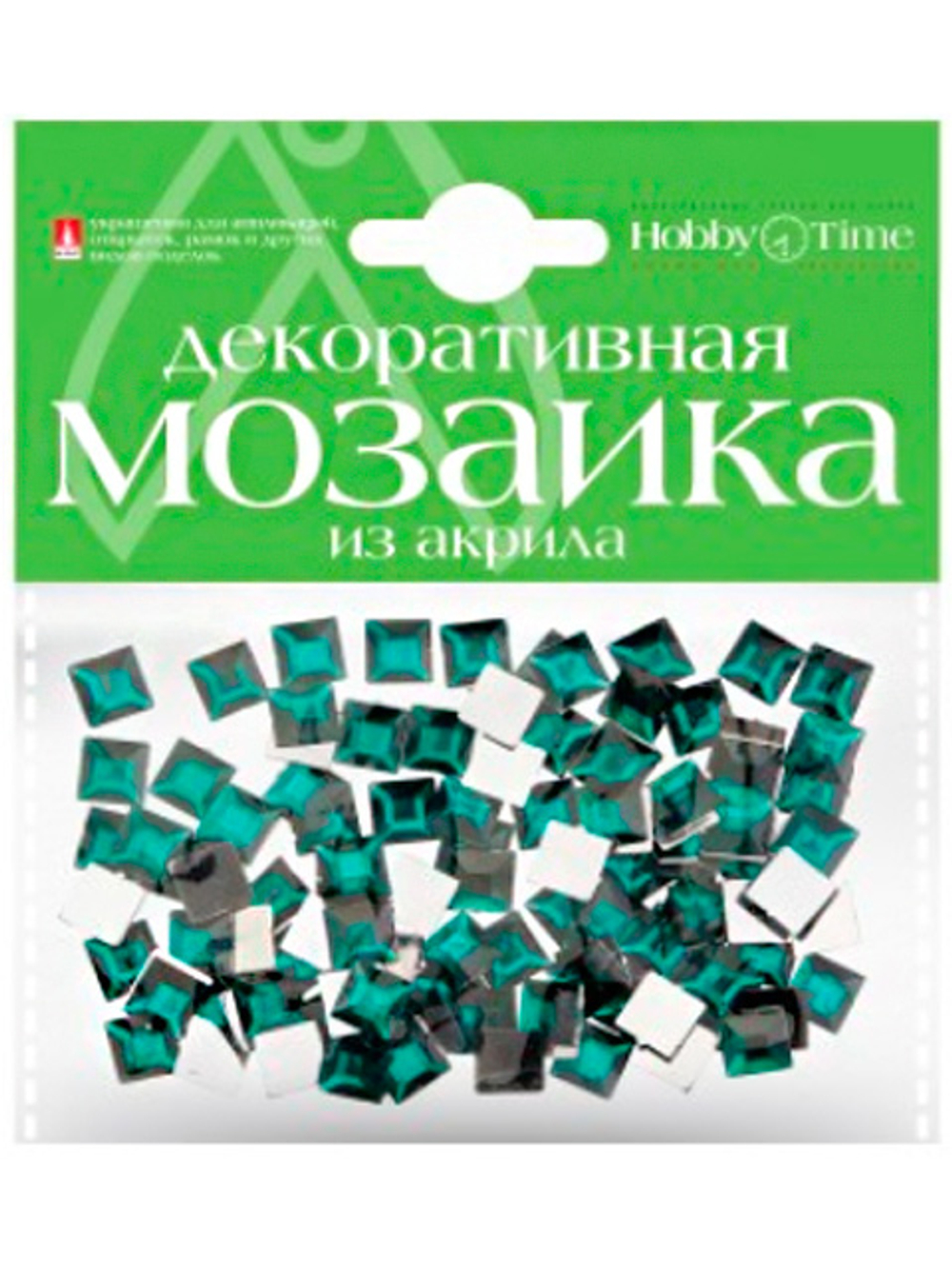 Мозаика декоративная из акрила 8*8мм, 100шт, изумрудный цвет, Hobby Time