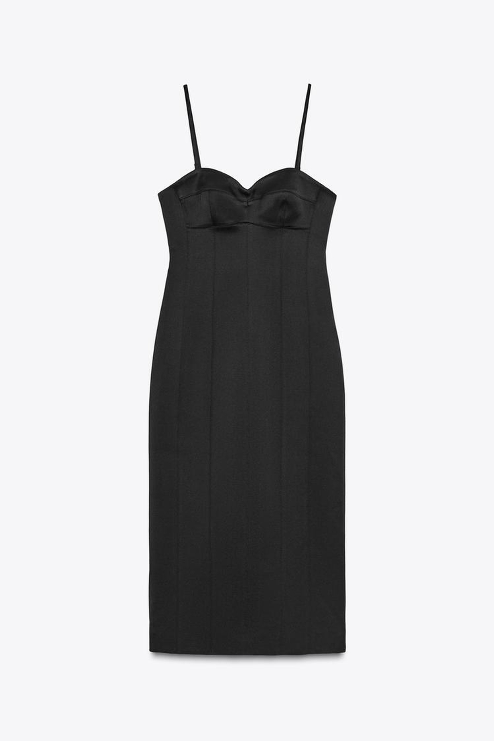 ZARA АТЛАСНОЕ ПЛАТЬЕ-ТРАНСФОРМЕР ZW COLLECTION, ЧЕРНЫЙ