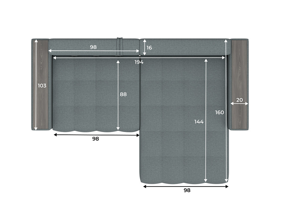 Диван угловой с декором Лига-049 НПБ, Амур 07 РОГОЖКА серый