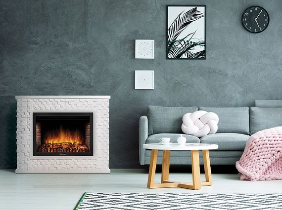 Портал Firelight Quadro 30 камень песчаник античный белый, белая эмаль купить в Москве и Московской области по низкой цене с доставкой по России — (2) Портал Firelight Quadro 30 камень песчаник античный белый, белая эмаль — (2)