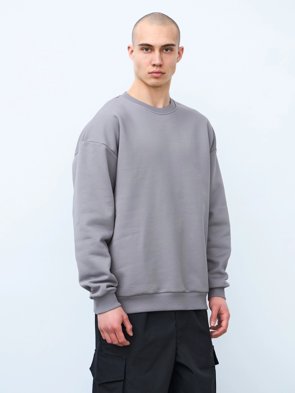 Свитшот оверсайз, с начесом (серый)