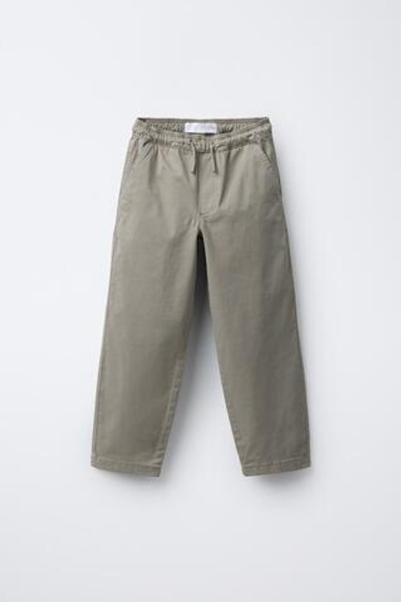 ZARA ПРЯМЫЕ БРЮКИ С НАШИВКОЙ, СЕРО-КОРИЧНЕВЫЙ