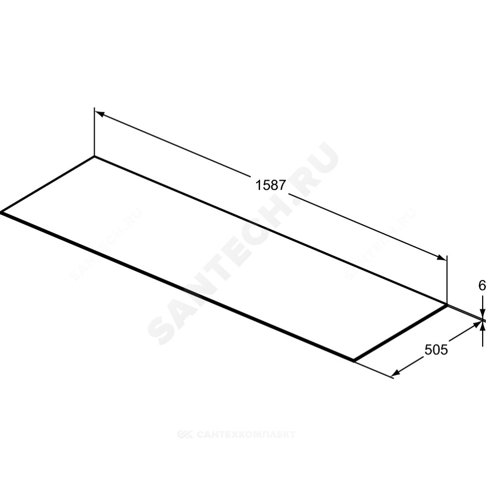 Столешница для умывальника 1600х505 без выреза CONCA мрамор Ideal Standard T4202DH