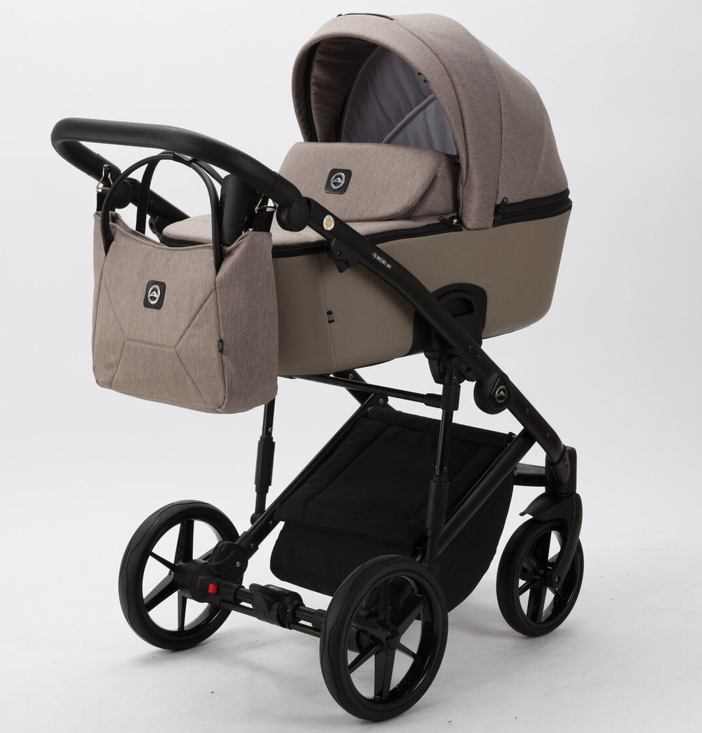 Детская коляска Adamex Mobi 3 в 1 M-PS110 (ТЕМНО-БЕЖЕВЫЙ+ТЕМНО-БЕЖ.КОЖА)