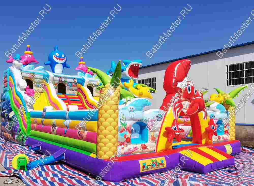 Коммерческий надувной батут "На морском дне" 12х7х6,5 м из двух модулей
