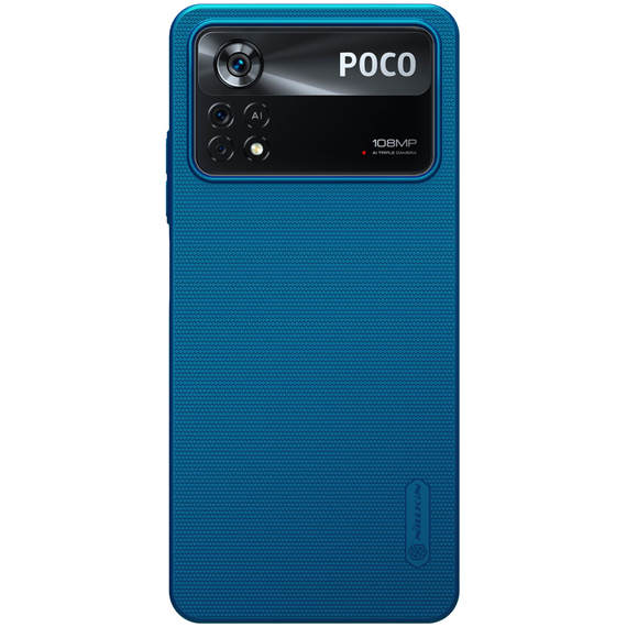 Тонкий жесткий чехол синего цвета от Nillkin для Xiaomi Poco X4 Pro 5G, серия Super Frosted Shield