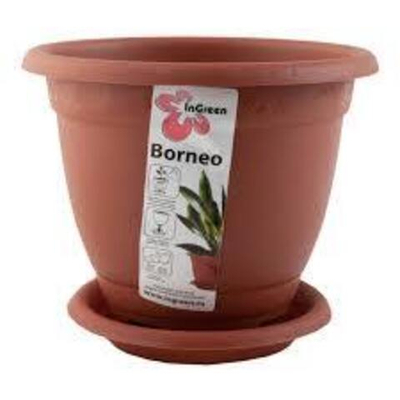 Горшок для цветов Борнео 2,9л с подставкой №4 терракот, пластик