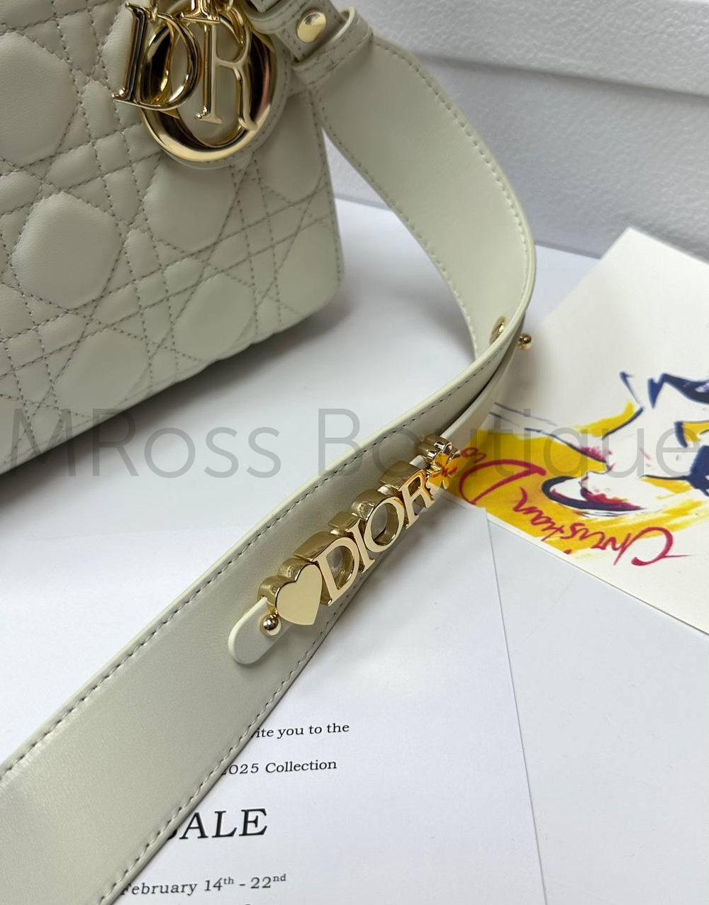 Женская сумка Lady Dior My ABC квадратная белого цвета