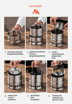 Походный кухонный набор из щепочницы и чайника 1,2 л