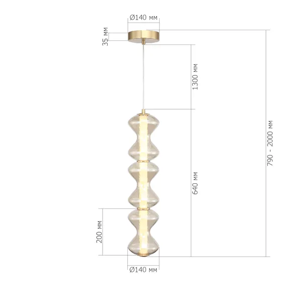 SL6136.213.01 Светильник подвесной ST-Luce золото/коньячный LED 1*18W 3000K SPINE
