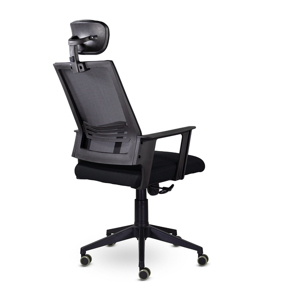 Кресло М-808 Аэро/Aero blackPL пластик Ср D26-28/NET202/D26-28 (черный)
