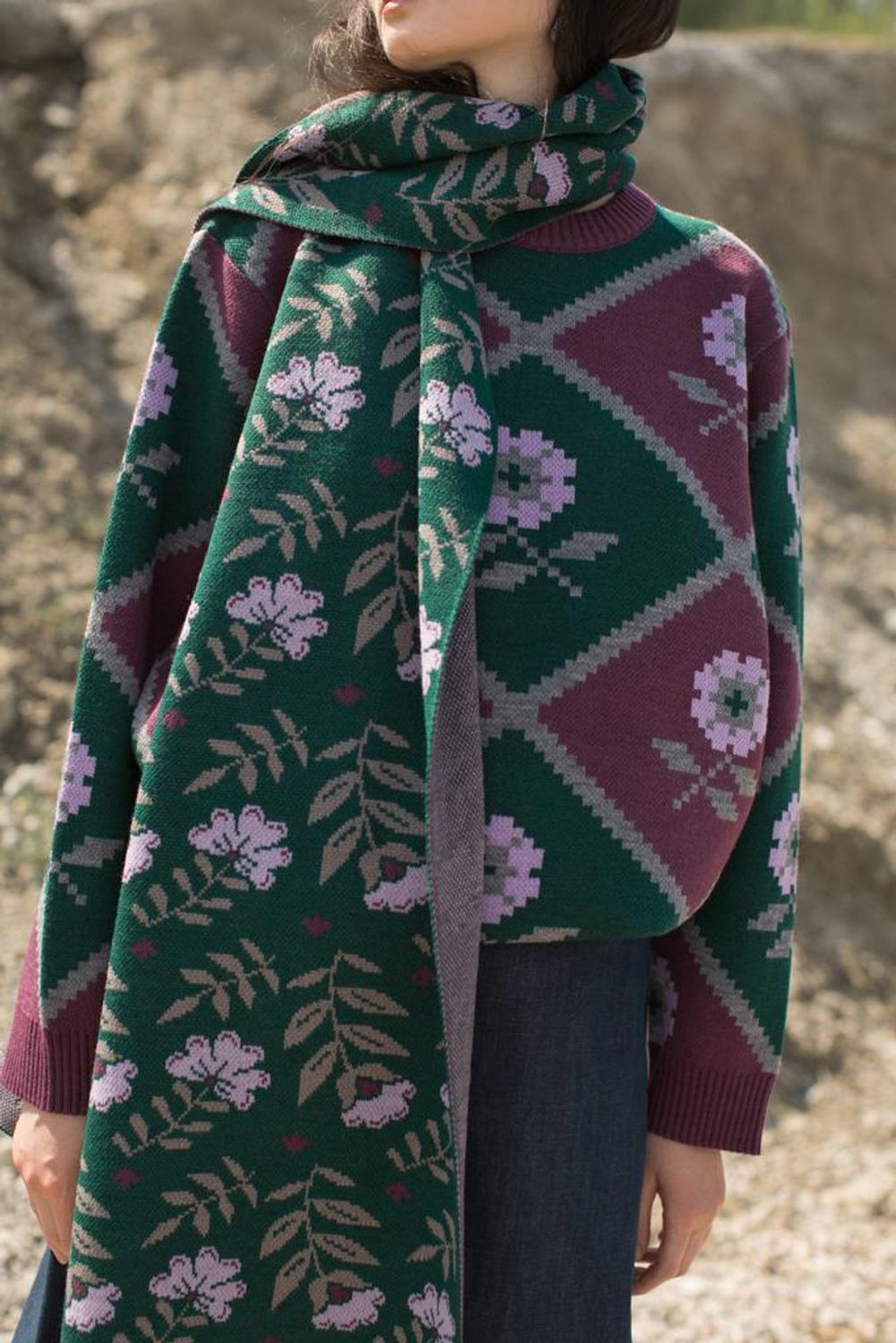 Шарф Idel Flora зелёный