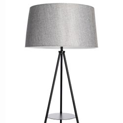 Citilux Рейнер CL806022 Торшер чёрный со столиком и серым абажуром