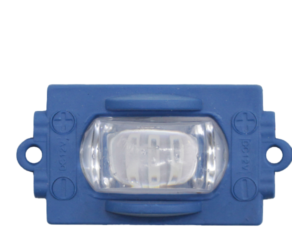 Светодиодный модуль 12V 2.4w  плафон прямоуг на 3SMD+ЛИНЗА Синий CL 45*30мм MDL-2-4W-Blue-12V