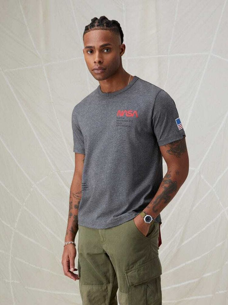 Футболка Alpha Industries Nasa Worm Logo Tee Dark Charcoal Heather