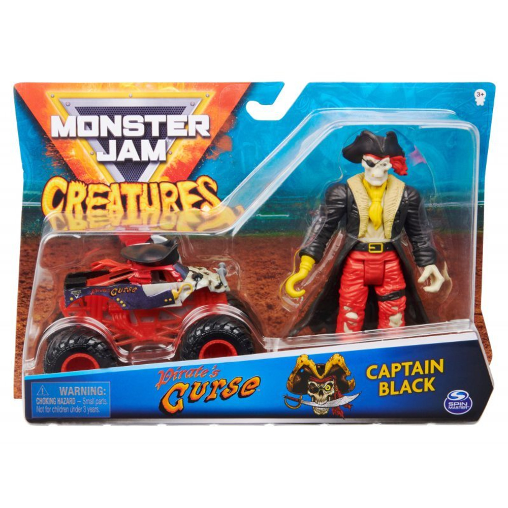 Master Monster Jam Creatures - Super Sneaker Pirate&#39;s Curse в масштабе 1:64 + фигурка капитана Блэка 20121074