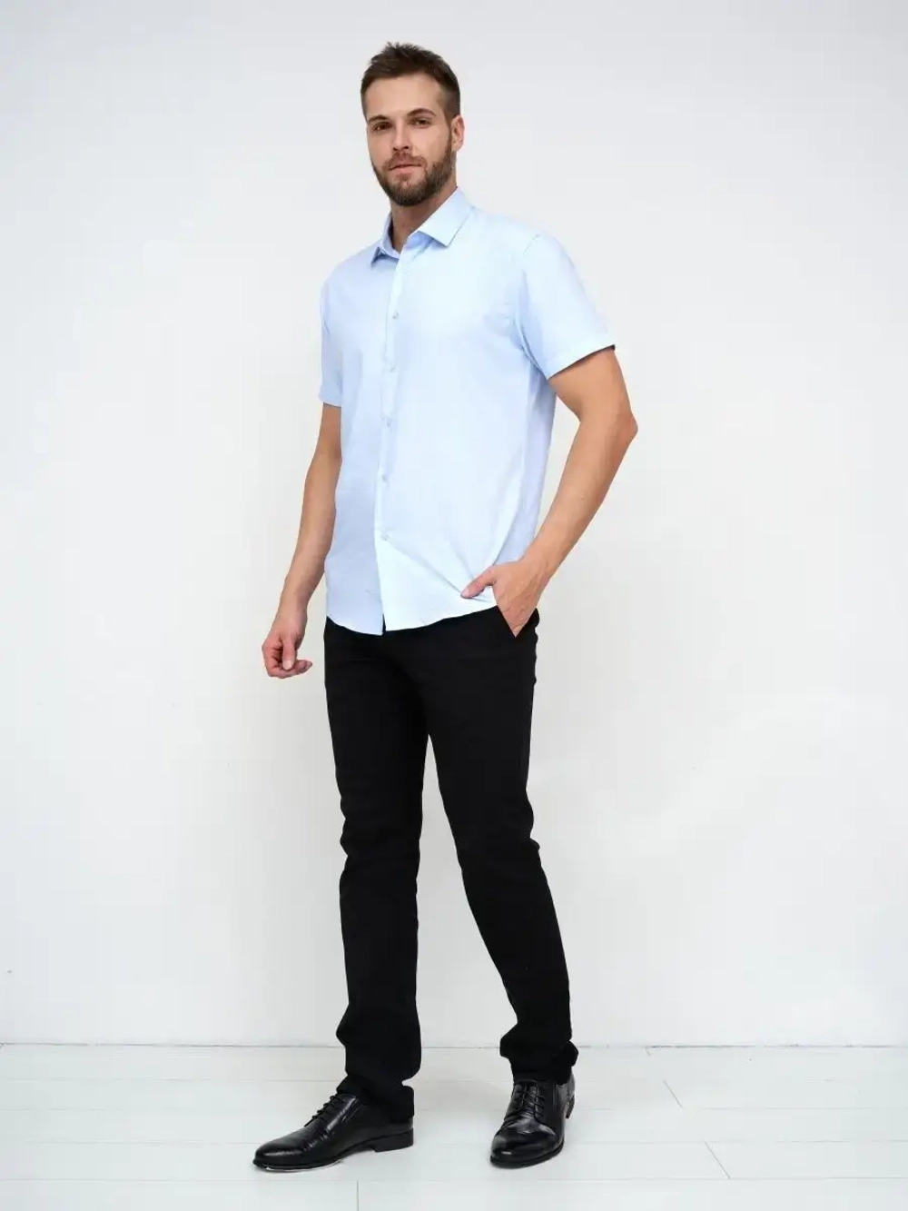 Рубашка приталенная с коротким рукавом