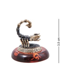 Народные промыслы AM- 562 Фигурка «Знак зодиака Скорпион» (латунь, янтарь)