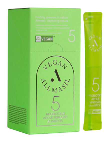 ALLMASIL - ШАМПУНЬ ПРОТИВ ПЕРХОТИ С ЯБЛОЧНЫМ УКСУСОМ 5 PROBIOTICS APPLE VINEGAR SHAMPOO, 8 МЛ * 20 ШТ