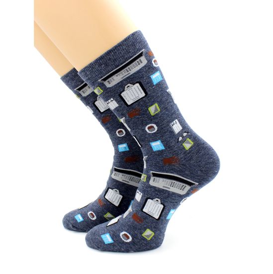 Носки с принтом "Мужской рабочий стол" темно-серые Hobby Line