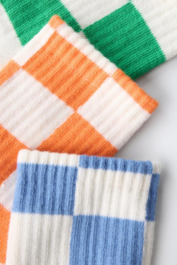 ZARA НАБОР ИЗ 3 ПАР ВЫСОКИХ НОСКОВ В КЛЕТКУ, ЭКРЮ