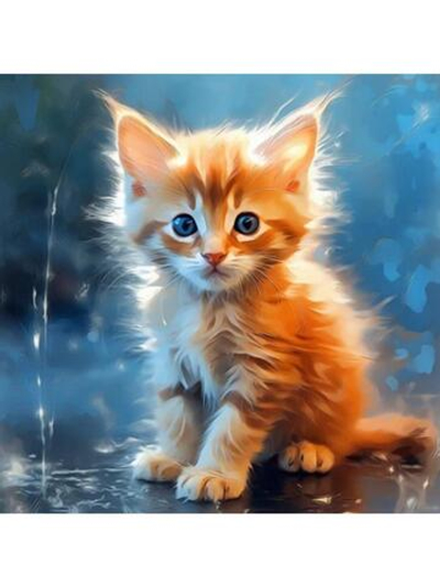Картина по номерам 30х30см. "Малыши. Рыжий котёнок" 20цв. коробка (арт. Х-6329)
