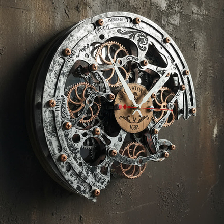 Настенные часы Automaton Bite 1682 «Старый металл» — кинетический арт-объект ручной работы