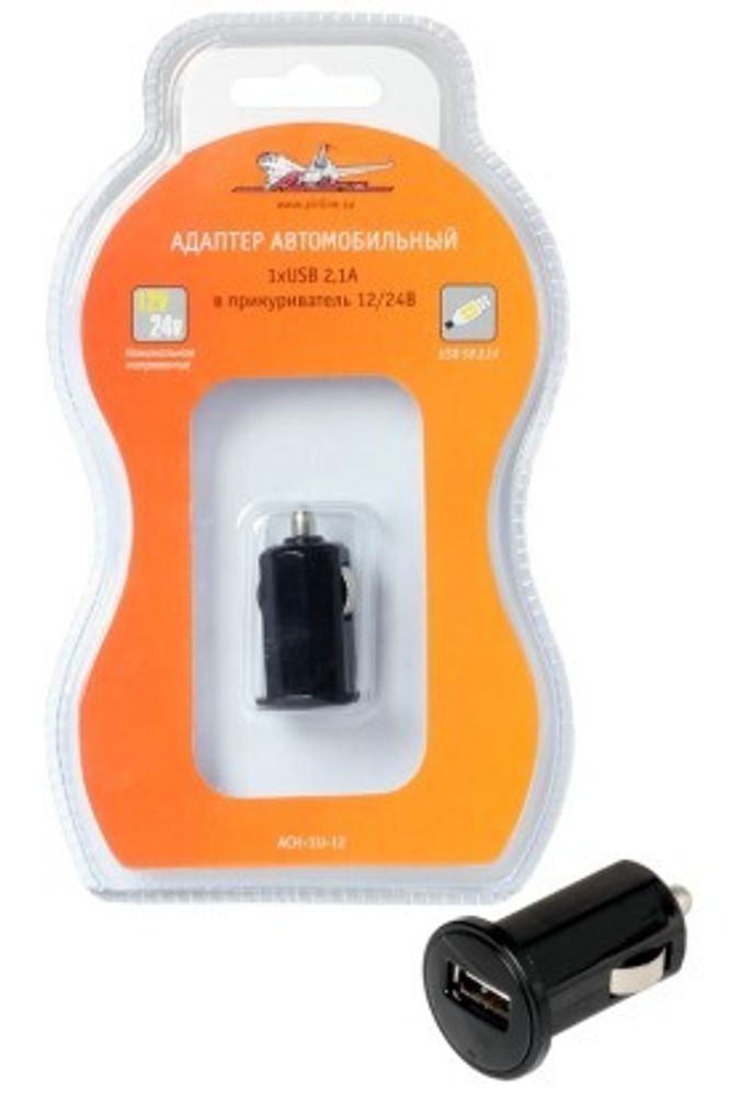 Зарядное устр-во в прикур. 1 USB 2,1А 12/24В (AIRLINE)