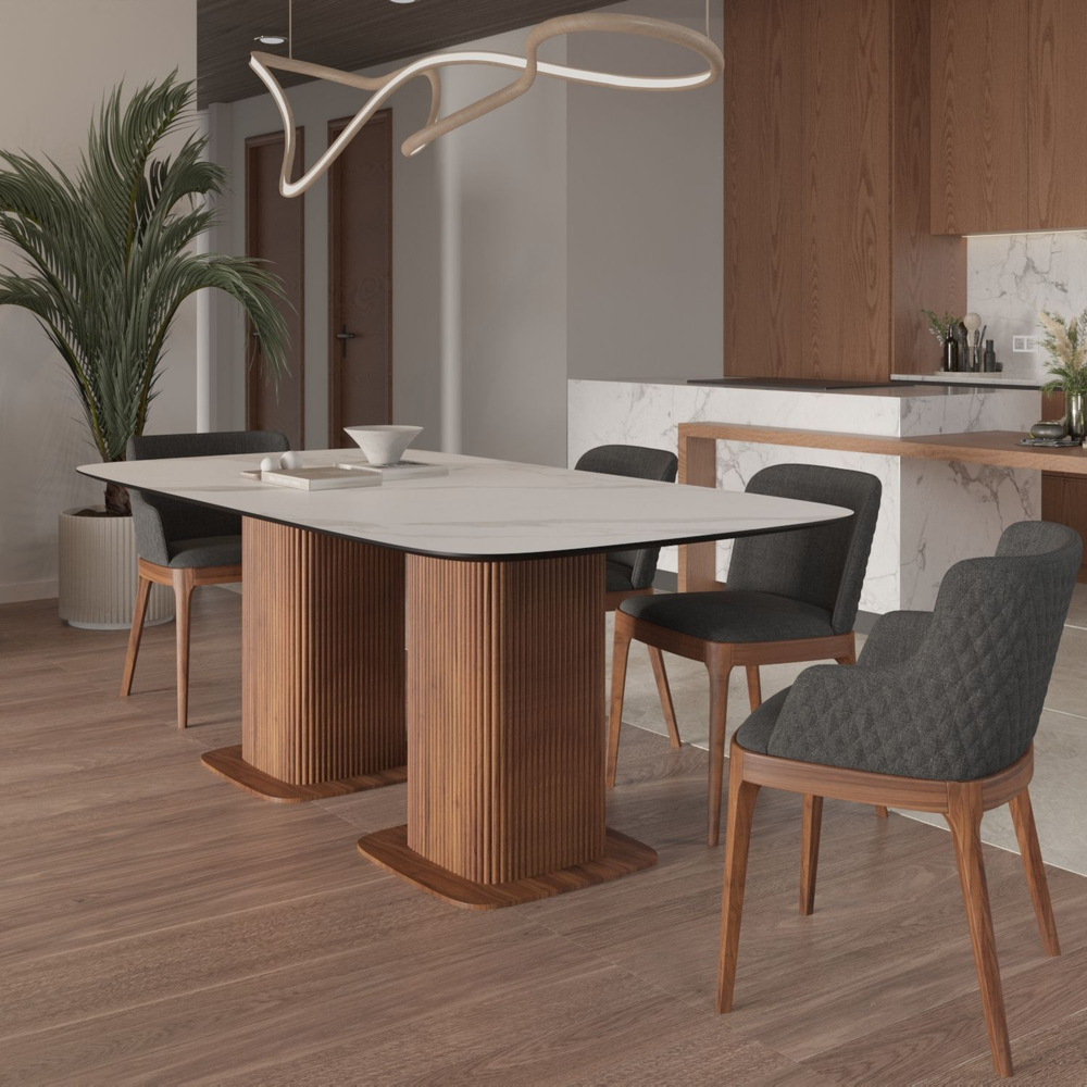 Стол прямоугольный Denver 270, керамика матовая, две опоры дерево