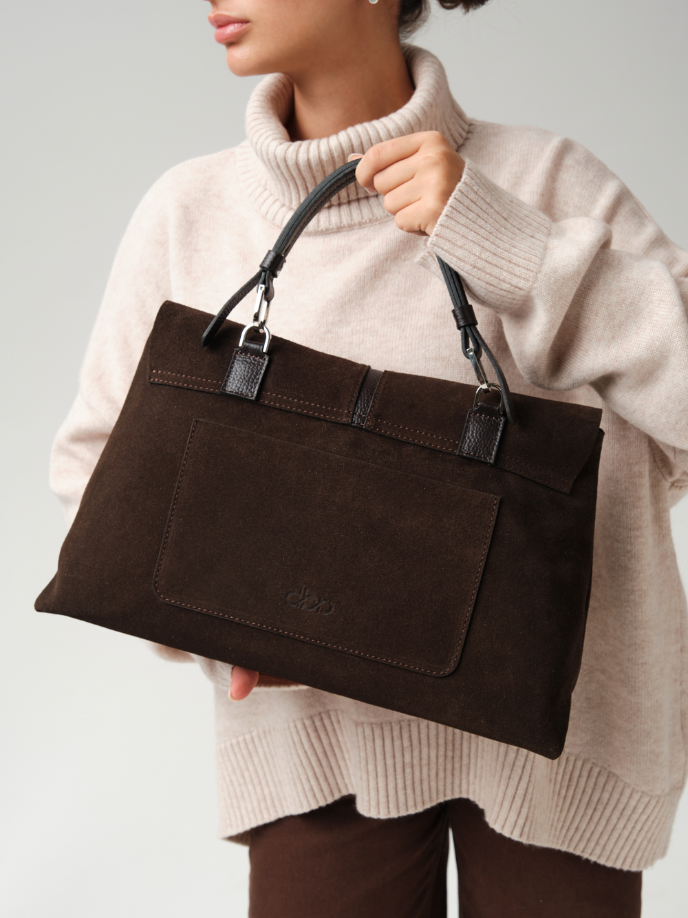 Замшевая сумка сэтчел Colette DBR 31349 черный каштан