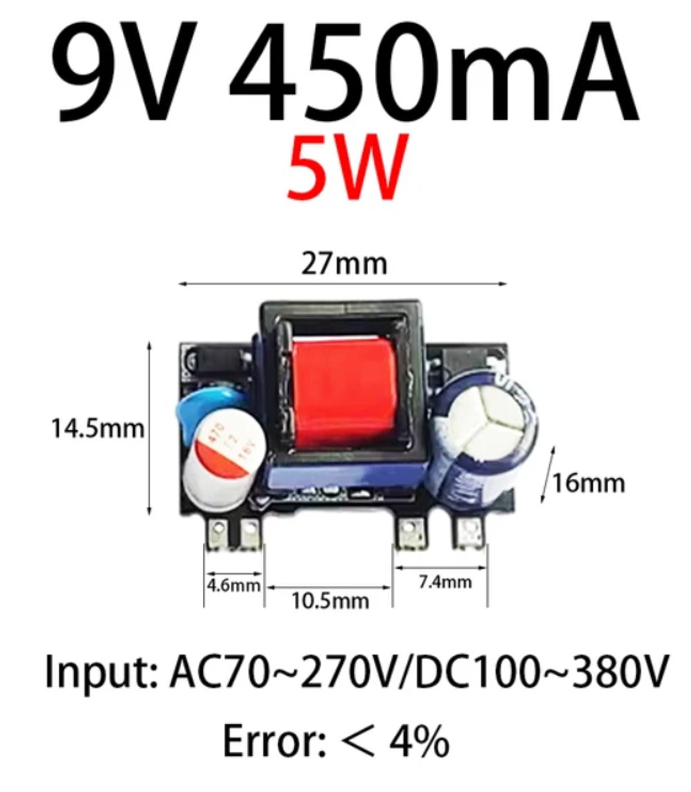 Адаптер AC-DC 220в понижающий 9V 450mA