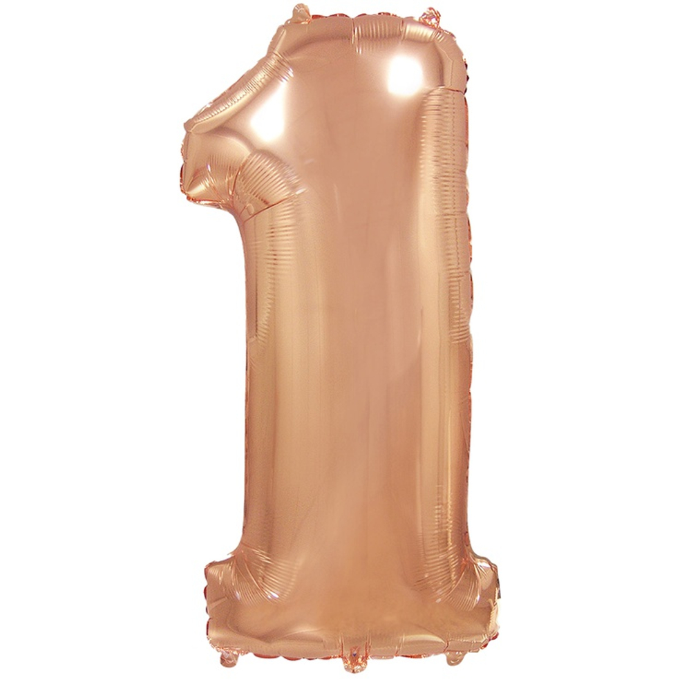 Шар фольгированный Цифра 1 97 см (Розовое Золото)