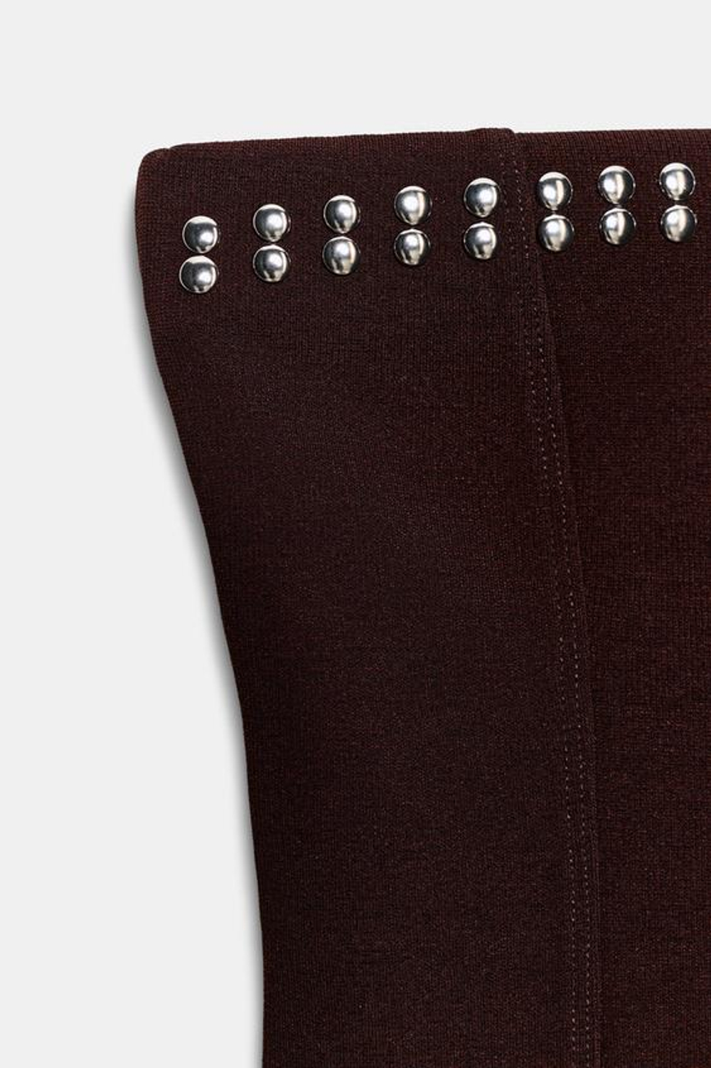 ZARA ТОП БАНДО С ЭЛАСТИЧНОЙ ТКАНЬЮ И ЗАКЛЕПКАМИ, ТЕМНО-КОРИЧНЕВЫЙ
