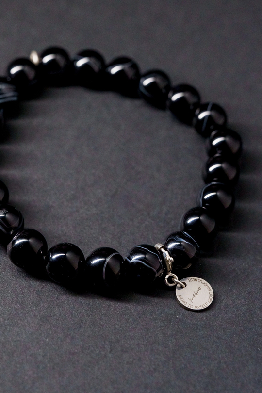 Браслет "Memo about Balance" из агата 8 мм с подвеской