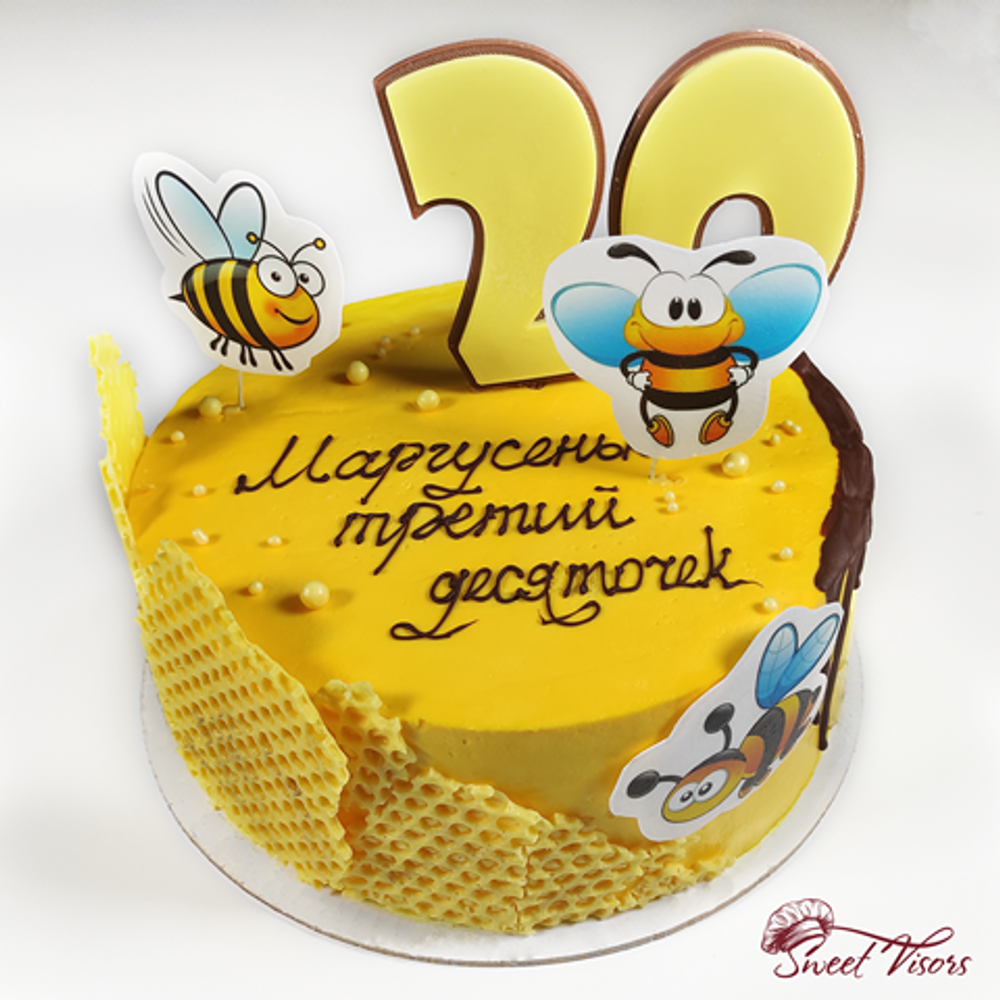 Декор торта Веселая пчела кондитерская Sweet Visors Сладкие Козырьки. Кондитер Светлана Дегтерева. Домашние торты на заказ в СПБ. Мы создаем сладкие истории на любой вкус на день рождения, юбилей, свадьбу. Торты для мальчиков и мужчин, для девушек и девочек. Вы можете заказать десерты ручной работы.