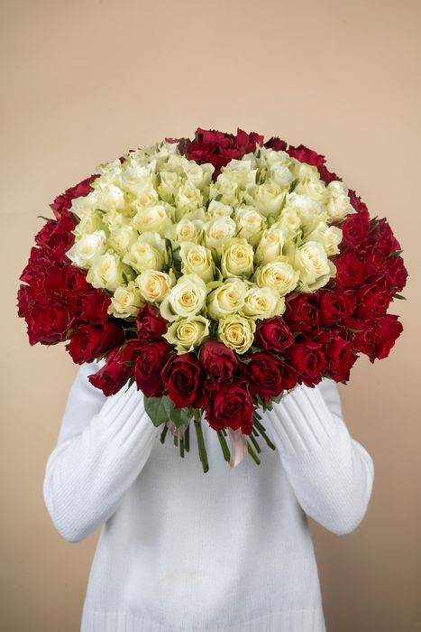 Букет бело-красное сердце