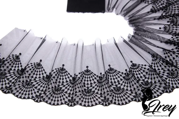 05-148 ОПТ Вышивка на неэл. сетке 19 см, черный