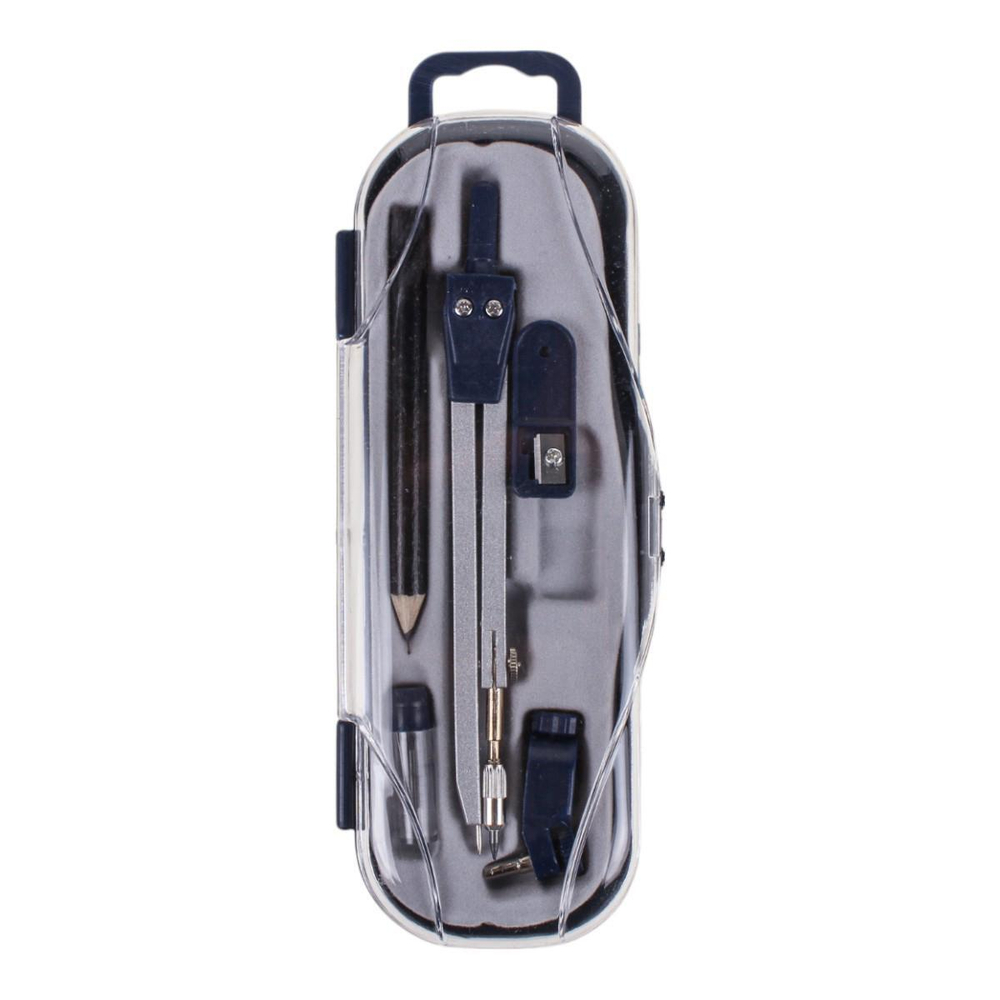 Циркуль 2в1: стержни и насадка под карандаш в наборе, точилка, пласт.футляр