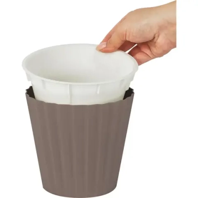 Горшок для цветов пластиковый 10,5л d-28см «Sand» c дренажной вставкой, французский платан