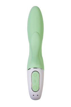 Нереалистичный вибратор Satisfyer Air Pump Bunny 5, силикон, зеленый, 15 см.